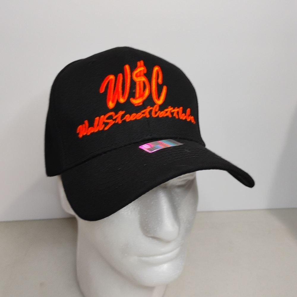 Wall Street Cattle Company Hat Cap Black Hook And Loop NWOT